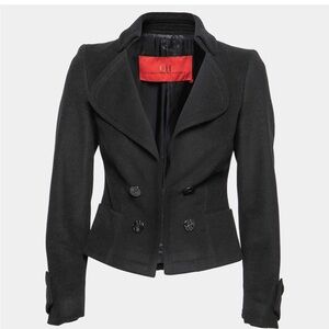 Carolina Herrera Women's Black Wool Blend Cropped Jacket